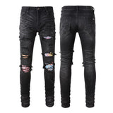 Amiri Jeans Casual Hip Hop Wash Splash-Ink Painted Slim Jeans Casual Fashionable 8638