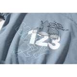 Rrr123 Sweatshirt Distressed Blue round Neck Casual Sweatshirt Men and Women