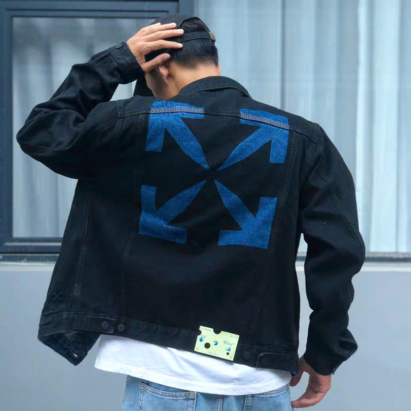 Off White Winter Coat Autumn and Winter Washed Denim Jacket Coat
