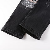 Amiri Jeans Casual Hip Hop Wash Splash-Ink Painted Slim Jeans Casual Fashionable 864