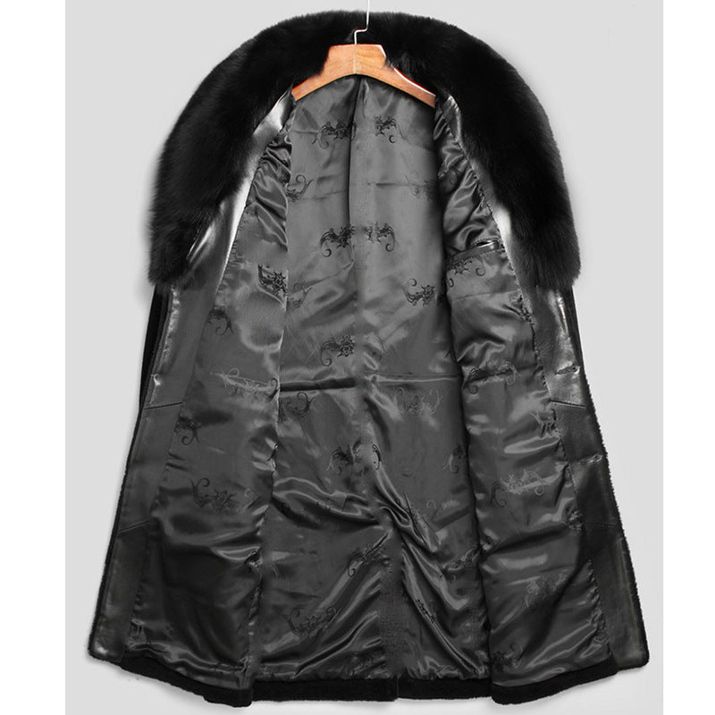 Beaver Coat Men's Collar Fur Coat Slim Fit Marten Overcoats