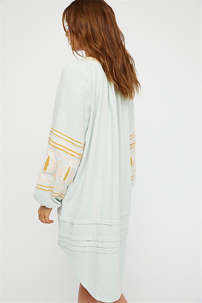 Ethnic Style Embroidered Loose Cardigan Embroidered Dress