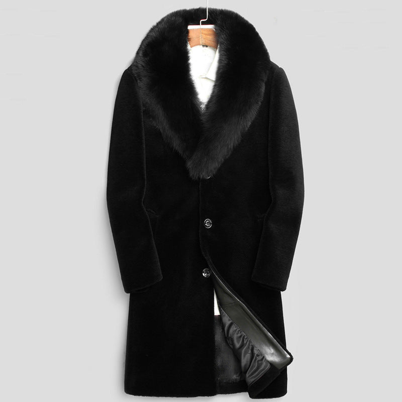 Beaver Coat Men's Collar Fur Coat Slim Fit Marten Overcoats