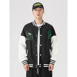 Letterman Jacket Outfit Senior Jackets Varsity Baseball Coat Spring and Autumn Men's Color Matching Loose-Fitting Workwear Jacket