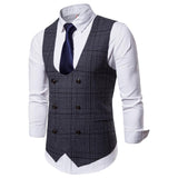 Mens Dress Vests Men's Vest Casual Jacket Business Waistcoat Autumn European Size Fashion Plaid Business Vest