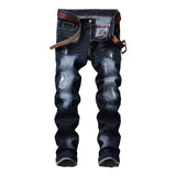 J Shaped Jeans New Men's Jeans Slim Straight Ripped Worn