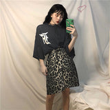 Gothic Lolita Harajuku Style Clothing BF Style Loose Printed Mesh Cloth T-shirt Leopard Print Shorts