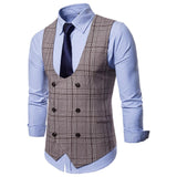 Mens Dress Vests Men's Vest Casual Jacket Business Waistcoat Autumn European Size Fashion Plaid Business Vest