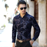 Transparent Shirt for Men Hollow out Middle-Aged People's Long Sleeve Men's Shirt