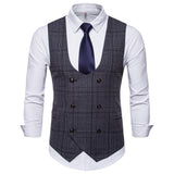 Mens Dress Vests Men's Vest Casual Jacket Business Waistcoat Autumn European Size Fashion Plaid Business Vest