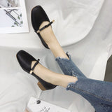 Nude Chunky Heel Mary Jane Shoes