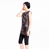 Burkini Muslim Swimwear Printed Sleeveless Swimsuit Conservative Swimwear