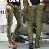 J Shaped Jeans Men's Motorcycle Elastic Pleated Zipper Tooling Large Size