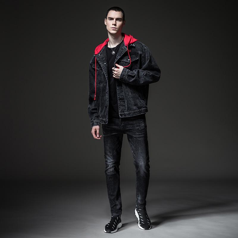 Cotton Solid Men's Denim Trucker Jacket Mens Spring Autumn Casual Slim Fit Bomber Jackets Men Jean Coat Mens Outwear Male Cowboy Jacket Jeans