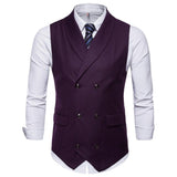 Tuxedo Vests Men Suit Vest Men's Casual Solid Color Double Breasted Vest Autumn