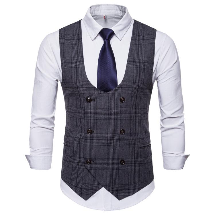 Tuxedo Vests Men Suit Vest Men's Casual Plaid Business Vest
