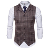 Tuxedo Vests Men Suit Vest Fall/Winter Slim Plaid Suit Collar Plaid Vest
