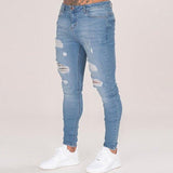 J Shaped Jeans New Ripped Tight-Fit Slim-Fit Figure Flattering Skinny Pants Men's Jeans
