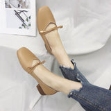 Nude Chunky Heel Mary Jane Shoes