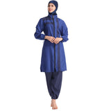 Burkini Muslim Swimwear Thin Sportswear Conservative Swimwear Loose Plus Size Zipper Three-Piece Set with Hat