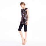 Burkini Muslim Swimwear Printed Sleeveless Swimsuit Conservative Swimwear