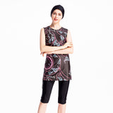 Burkini Muslim Swimwear Printed Sleeveless Swimsuit Conservative Swimwear