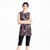 Burkini Muslim Swimwear Printed Sleeveless Swimsuit Conservative Swimwear