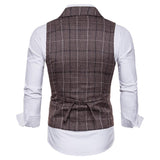 Tuxedo Vests Men Suit Vest Fall/Winter Slim Plaid Suit Collar Plaid Vest