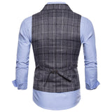 Tuxedo Vests Men Suit Vest Fall/Winter Slim Plaid Suit Collar Plaid Vest