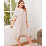 Women Plus Size Midi Dresses Lace Stitching Dress