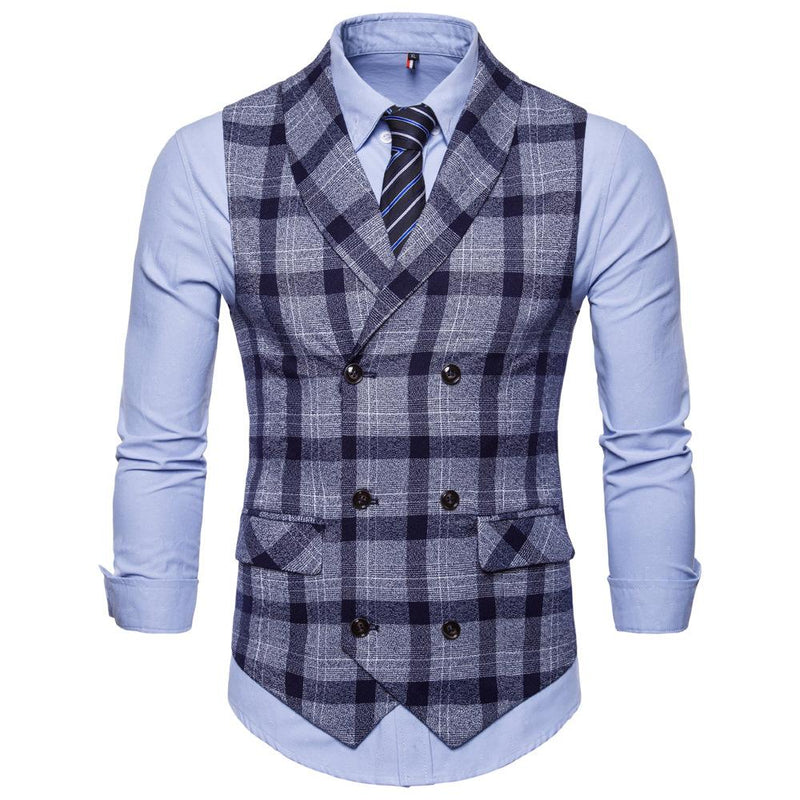 Tuxedo Vests Men Suit Vest Men's Vest Plaid Double Breasted Vest
