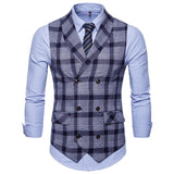 Tuxedo Vests Men Suit Vest Men's Vest Plaid Double Breasted Vest