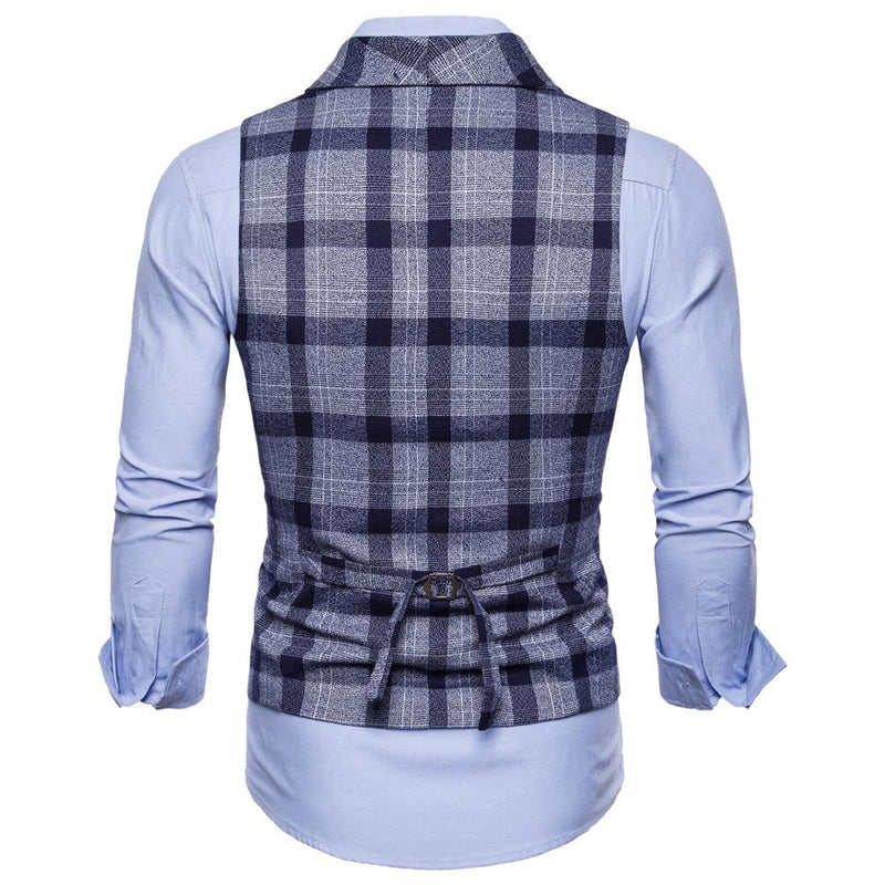 Tuxedo Vests Men Suit Vest Men's Vest Plaid Double Breasted Vest