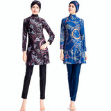 Burkini Muslim Swimwear Printed Three-Piece Set Swimsuit Conservative Beach Swimsuit