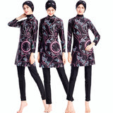 Burkini Muslim Swimwear Printed Three-Piece Set Swimsuit Conservative Beach Swimsuit