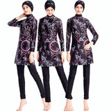 Burkini Muslim Swimwear Printed Three-Piece Set Swimsuit Conservative Beach Swimsuit