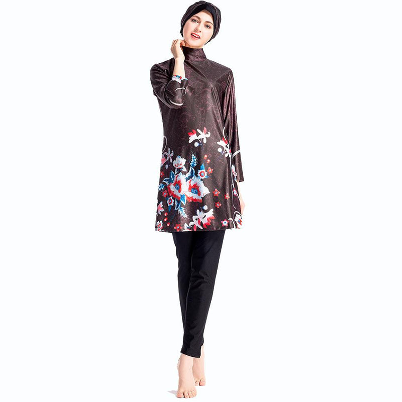 Burkini Muslim Swimwear Printed Swimsuit Conservative Three-Piece Suit