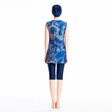 Burkini Muslim Swimwear Printed Sleeveless Swimsuit Conservative Swimwear