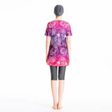 Burkini Muslim Swimwear Printed Short-Sleeved Swimsuit Conservative Cropped Swimsuit