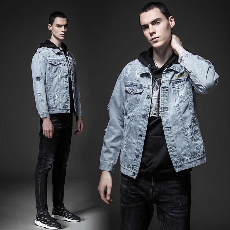 Cotton Solid Men's Denim Trucker Jacket Mens Spring Autumn Casual Slim Fit Bomber Jackets Men Jean Coat Mens Outwear Male Cowboy Clothes