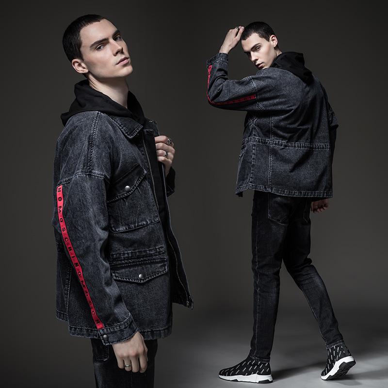 Cotton Solid Men'S Denim Trucker Jacket Mens Spring Autumn Casual Slim Fit Bomber Jackets Men Jean Coat Mens Outwear Male Cowboy Denim Jacket