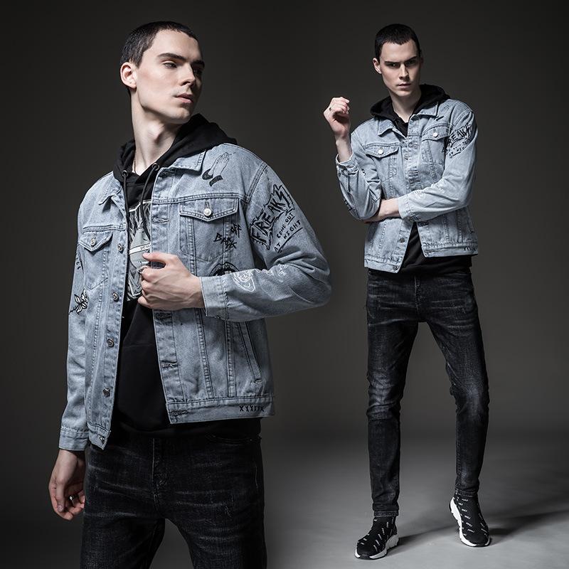 Cotton Solid Men's Denim Trucker Jacket Mens Spring Autumn Casual Slim Fit Bomber Jackets Men Jean Coat Mens Outwear Male Cowboy Autumn