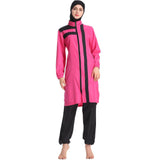 Burkini Muslim Swimwear Thin Sportswear Conservative Swimwear Loose Plus Size Zipper Three-Piece Set with Hat