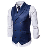 Tuxedo Vests Men Suit Vest Men's Casual Solid Color Double Breasted Vest Autumn