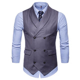 Tuxedo Vests Men Suit Vest Men's Casual Solid Color Double Breasted Vest Autumn