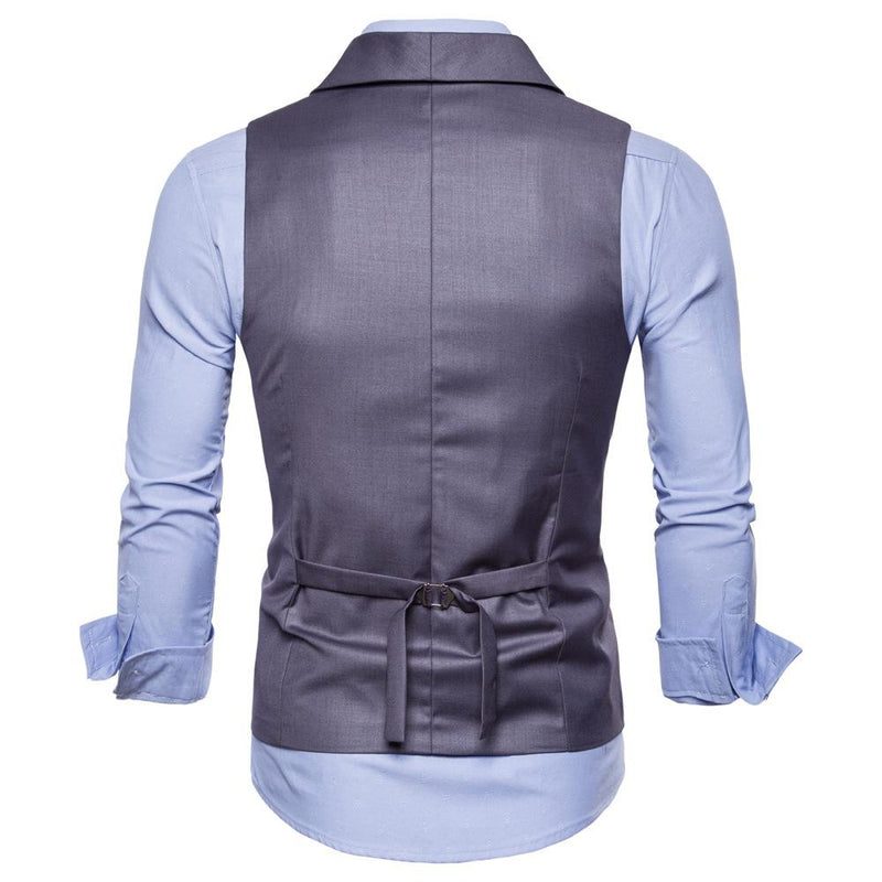 Tuxedo Vests Men Suit Vest Men's Casual Solid Color Double Breasted Vest Autumn