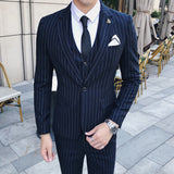Seersucker Suit Gentleman Striped Suit Three-Piece Suit