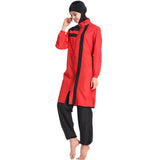Burkini Muslim Swimwear Thin Sportswear Conservative Swimwear Loose Plus Size Zipper Three-Piece Set with Hat