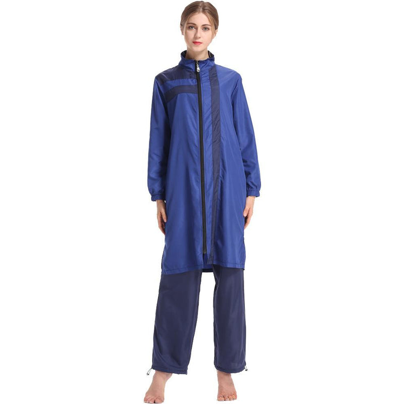 Burkini Muslim Swimwear Thin Sportswear Conservative Swimwear Loose Plus Size Zipper Three-Piece Set with Hat