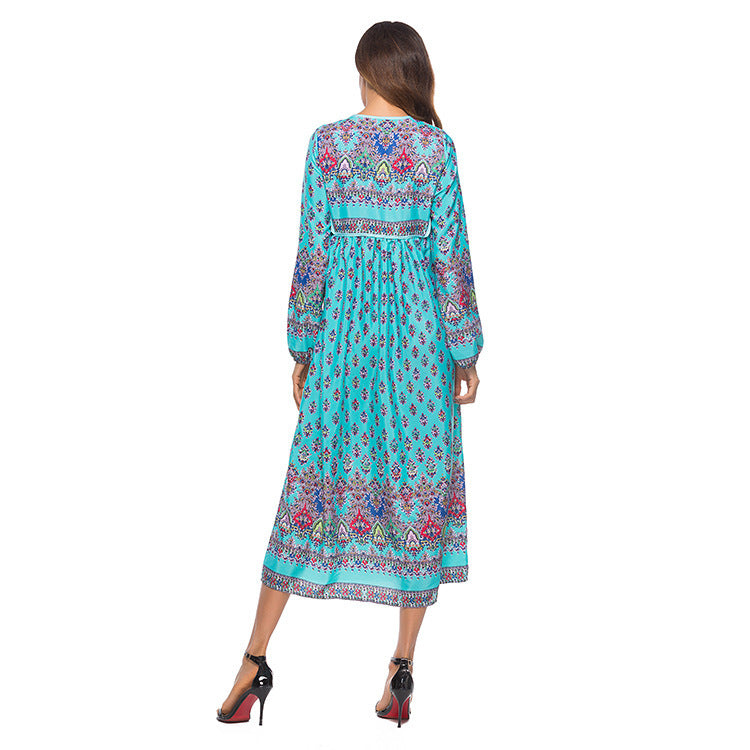 Beth Dutton Bohemian Dress Winter Autumn Midi Dresses Tassel Irregular Pattern Print Sexy Dress